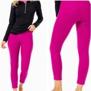 Lilly Pulitzer weekender high-rise midi Bordeaux Berry embossed Luxletic L NWT